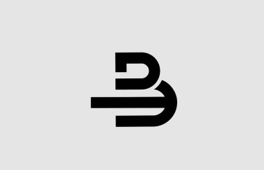 Satır dizaynlı alfabe B harfi logo simgesi. İş ve şirket için siyah beyaz şablon