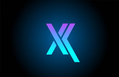 Satır dizaynlı X mavi alfabe harfi simgesi. Şirket ve iş için yaratıcı şablon