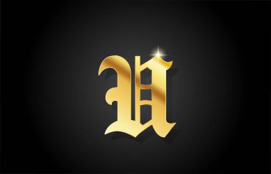 U vintage altın alfabe harfi logo ikonu tasarımı. İş için yaratıcı altın şablon 