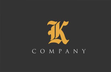 Klasik K harfi alfabe tasarımı. İş için yaratıcı logo şablonu