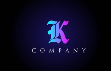 K vintage pembe harf alfabe dizaynı. Şirket ve iş dünyası için yaratıcı logo şablonu