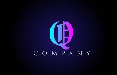 Q klasik pembe harf alfabe dizaynı. Şirket ve iş dünyası için yaratıcı logo şablonu