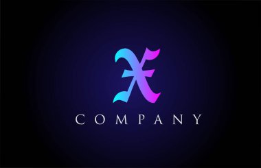X vintage pembe harf alfabe dizaynı. Şirket ve iş dünyası için yaratıcı logo şablonu