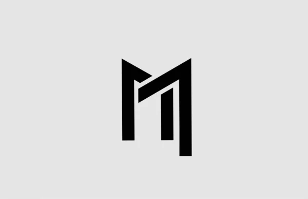 ラインデザインのアルファベットM文字のロゴアイコン ビジネスと会社のための黒と白のテンプレート — ストックベクタ