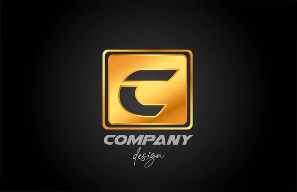 Złote Złote Metalowe Logo Alfabetu Ikona Kwadratowym Wzorem Kreatywny Szablon — Wektor stockowy