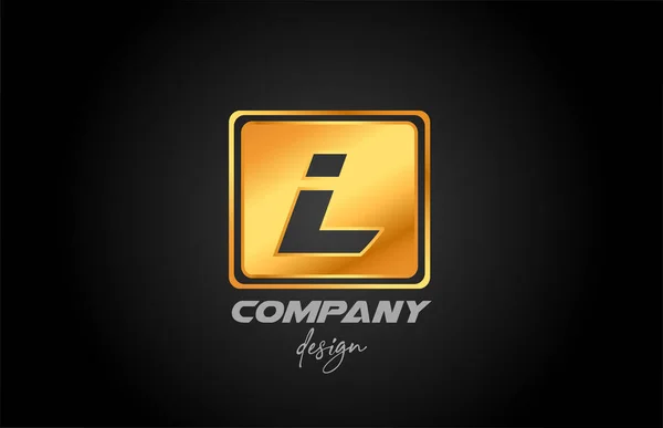 Złote Złote Metalowe Logo Alfabetu Ikona Kwadratowym Wzorem Kreatywny Szablon — Wektor stockowy