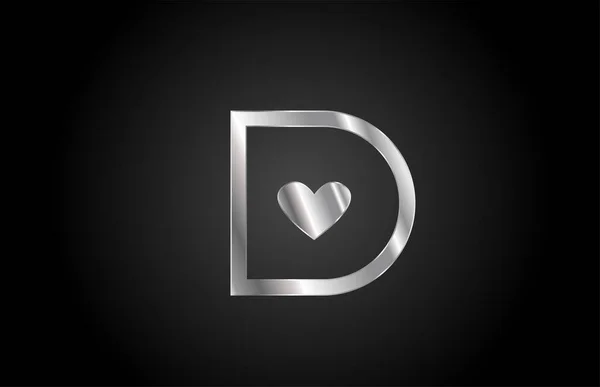 金属D爱心字母表图标设计 商业或公司的创意模板 — 图库矢量图片