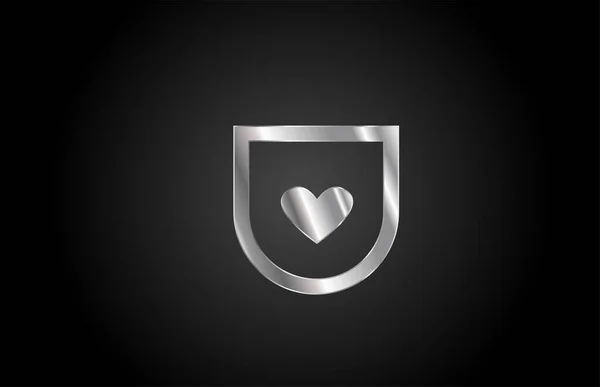 Metal Love Heart Alphabet Letter Logo Icon Design Creative Template — Stock Vector