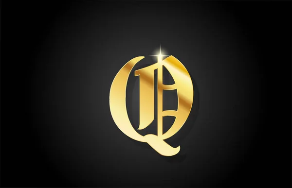 Vintage Guld Alfabet Bokstav Logotyp Ikon Design Kreativ Gyllene Mall — Stock vektor