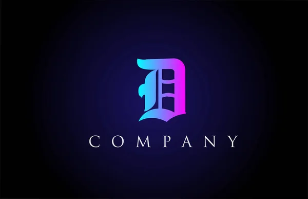 D老式粉红蓝色字母字母设计 公司和企业的创意标识图标模板 — 图库矢量图片