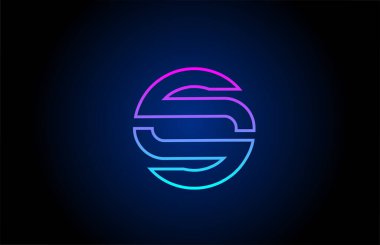 Satır ile S alfabesi harfi logo ikonu tasarımı. Şirket ve iş dünyası için pembe mavi renkli yaratıcı bir şablon