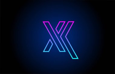 Satırlı X alfabesi harfi logo ikonu tasarımı. Şirket ve iş dünyası için pembe mavi renkli yaratıcı bir şablon