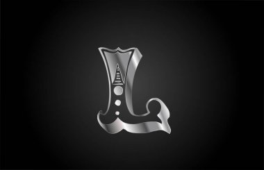 L vintage metal alfabe harfi logo simgesi. İş ya da şirket için yaratıcı tasarım