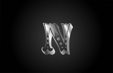 N vintage metal alfabe harfi logo simgesi. İş ya da şirket için yaratıcı tasarım