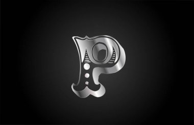 P vintage metal alfabe harfi logo simgesi. İş ya da şirket için yaratıcı tasarım