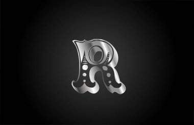 R vintage metal alfabe harfi logo simgesi. İş ya da şirket için yaratıcı tasarım
