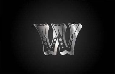 W vintage metal alfabe harfi logo simgesi. İş ya da şirket için yaratıcı tasarım