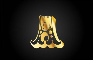 Altın vintage A metal alfabe harfi logo ikonu. İş veya şirket için yaratıcı tasarım şablonu