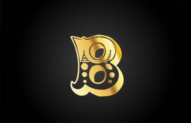 Altın antika B metal alfabe harfi logo simgesi. İş veya şirket için yaratıcı tasarım şablonu