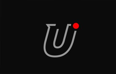 Kırmızı noktalı U siyah ve beyaz alfabe harfi logo tasarımı. İş ve şirket için yaratıcı şablon 