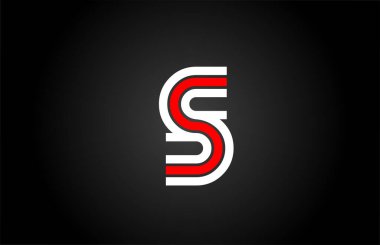 S satırı alfabesi harfi logo simgesi. Şirket ve iş dünyası için siyah beyaz yaratıcı tasarım şablonu
