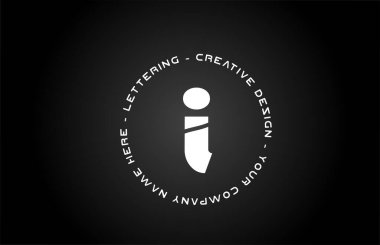 Dairesel I siyah beyaz alfabe harf simgesi tasarımı. Şirket ve iş için yaratıcı şablon