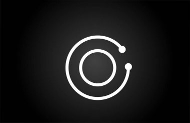 Nokta ve çizgi ile O alfabe harfi logo tasarımı. Şirket ve iş için siyah beyaz yaratıcı şablon