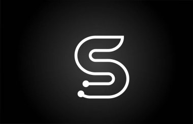 Noktalı ve satırlı S harfli logo simgesi tasarımı. Şirket ve iş için siyah beyaz yaratıcı şablon