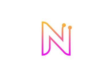 Noktalı N pembe alfabe harfi logo tasarımı. Satır ile şirket ve iş için yaratıcı şablon
