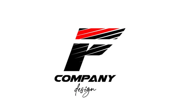 黑色和红色F字母标识图标 具有果敢风格的企业和公司创意设计 — 图库矢量图片