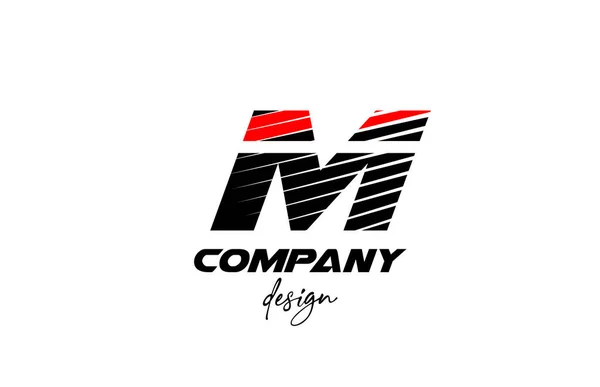 黑色和红色M字母表标识图标 具有果敢风格的企业和公司创意设计 — 图库矢量图片