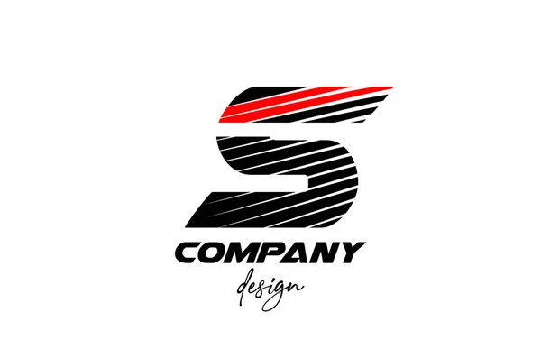 Lettre Alphabet Noir Rouge Icône Logo Design Créatif Pour Les — Image vectorielle