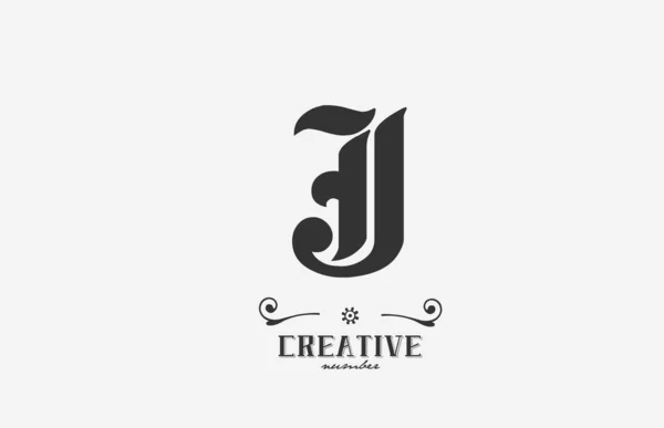 ヴィンテージJアルファベット文字ロゴアイコンデザイン グレーと白のビジネスのための創造的なテンプレート — ストックベクタ