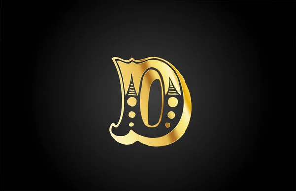 Dourado Vintage Alfabeto Metálico Letra Logotipo Ícone Modelo Design Criativo —  Vetores de Stock