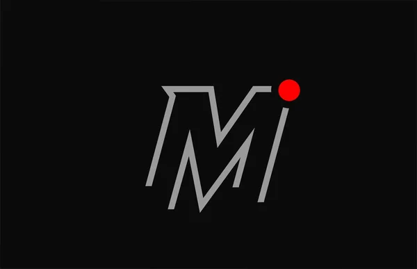 Чорно Біла Абетка Літери Логотипу Дизайн Піктограми Червоною Крапкою Креативний — стоковий вектор