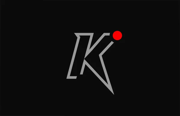 Lettre Alphabet Noir Blanc Logo Icône Design Avec Point Rouge — Image vectorielle