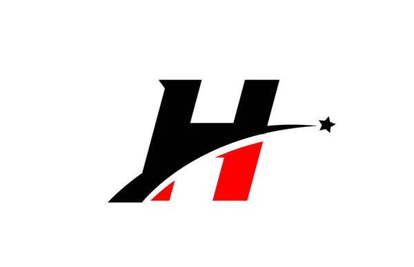 Rojo Alfabeto Negro Letra Logotipo Icono Diseño Con Swoosh Estrella — Vector de stock