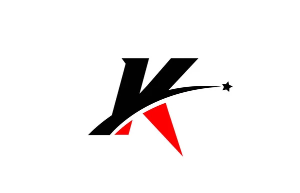 K赤黒アルファベットの文字のロゴのアイコンのデザインは スウッシュとスター 会社とビジネスのための創造的なテンプレート — ストックベクタ