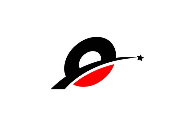红色黑色字母标识图标设计与Swoosh和明星 公司和企业的创意模板 — 图库矢量图片