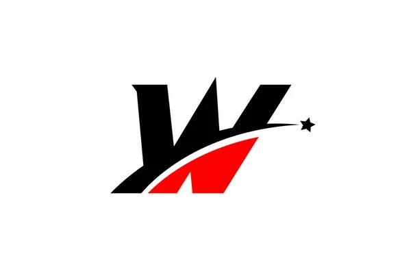 W红色黑色字母图标图标设计与Swoosh和明星 公司和企业的创意模板 — 图库矢量图片