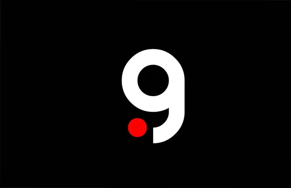 Gアルファベット文字のロゴアイコンデザイン 黒と白の赤ドットと企業やビジネスのための創造的なテンプレート — ストックベクタ