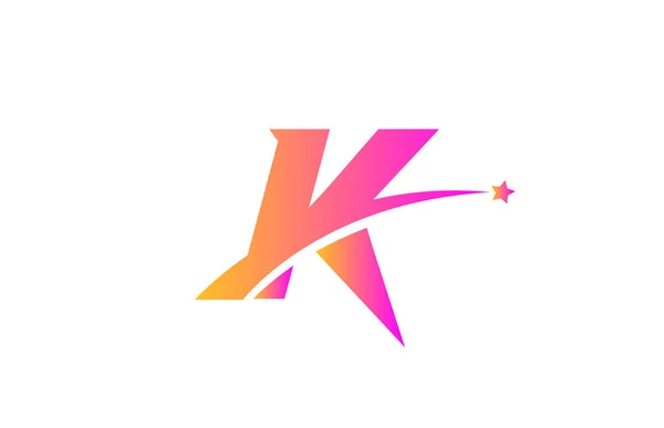 Roze Ster Alfabet Letter Logo Pictogram Ontwerp Met Swoosh Creatieve — Stockvector
