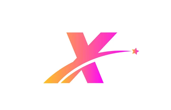 Pink Star Alphabet Letter Logo Icon Design Swoosh Creative Template — Stock Vector
