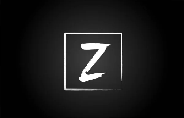 Zグランジアルファベット文字のロゴアイコン正方形 黒と白のビジネスや企業のための創造的なテンプレートデザイン — ストックベクタ