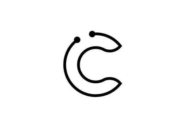 Linha Preto Branco Alfabeto Letra Logotipo Ícone Design Com Ponto — Vetor de Stock