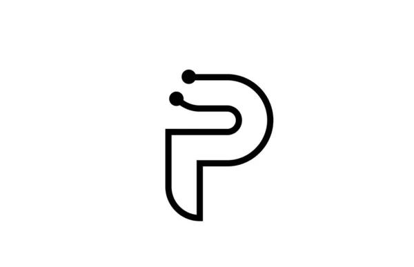 Pライン黒と白のアルファベットの文字のロゴのアイコンのデザインドット 会社とビジネスのための創造的なテンプレート — ストックベクタ