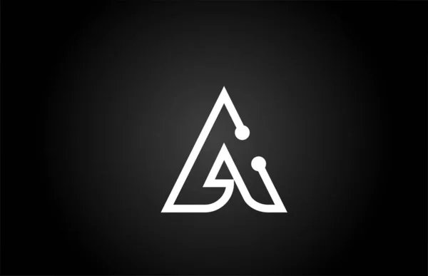 Une Lettre Alphabet Logo Icône Design Avec Point Ligne Modèle — Image vectorielle