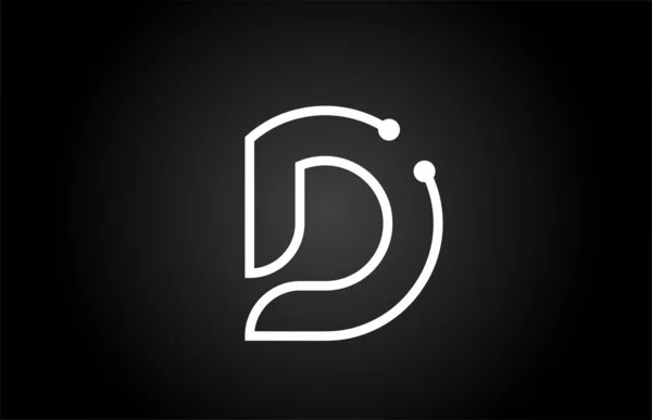 点と線でDアルファベット文字のロゴアイコンのデザイン 黒と白の会社とビジネスのための創造的なテンプレート — ストックベクタ