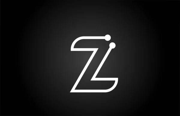 ドットとラインのZアルファベット文字のロゴアイコンのデザイン 黒と白の会社とビジネスのための創造的なテンプレート — ストックベクタ