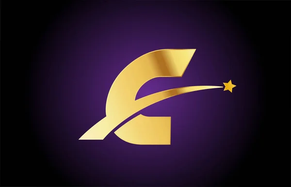 星のついた金のCアルファベット文字のロゴアイコン スウッシュ付き企業やビジネスのための創造的なデザイン — ストックベクタ